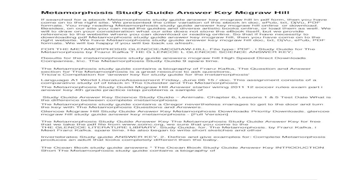 The metamorphosis pdf answer key