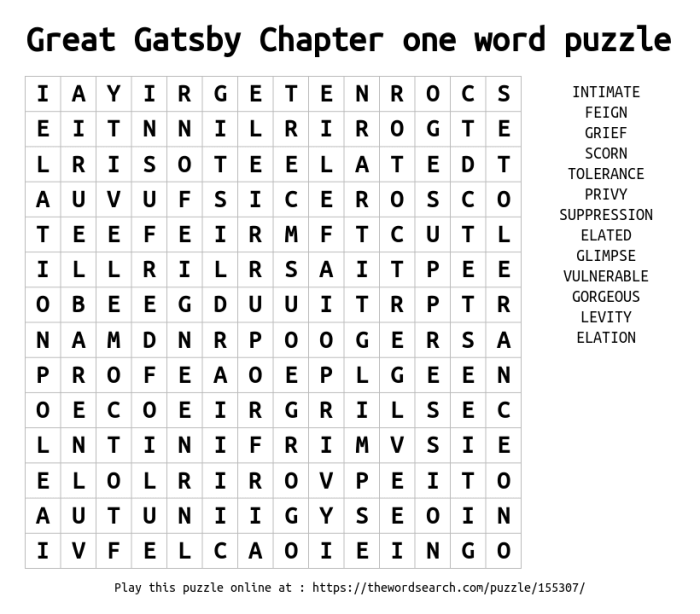 The great gatsby word search answer key