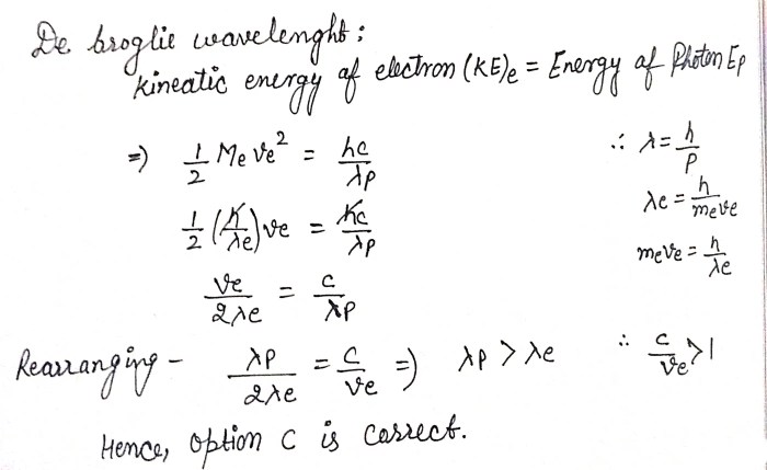 A particle has a de broglie wavelength of 2.7