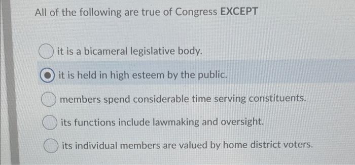 All of the following are true of congress except