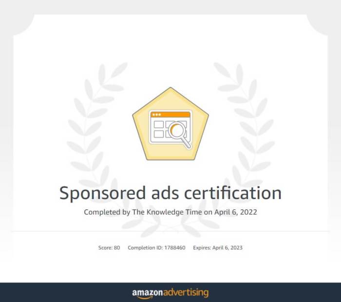 Amazon sponsored ads certification answers