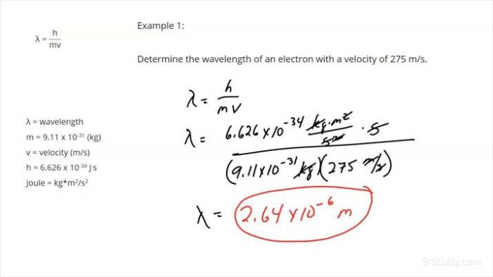 A particle has a de broglie wavelength of 2.7